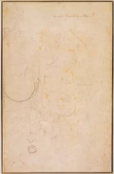 アーティストの署名入りの人物のスケッチ（木炭に紙）（verso）